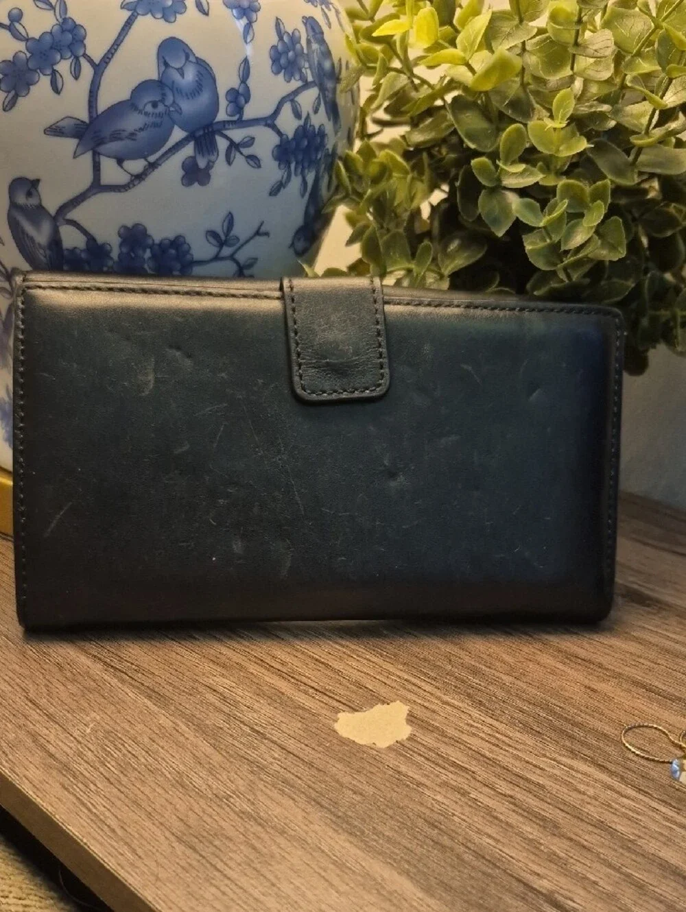 Michael Kors Florence Large Billfold Genuine Leather Black Clutch Wallet Purse